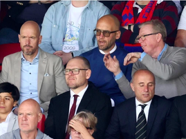 Erik ten Hag alongside Mitchell van der Gaag and Steve McLaren at Selhurst Park