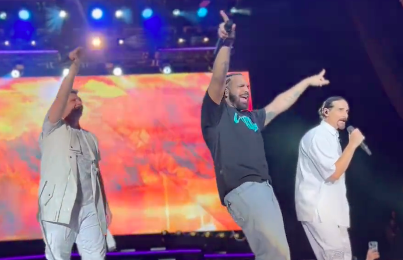 Drake has a nostalgic moment on stage with the Backstreet Boys