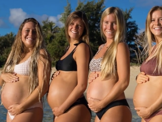 Four besties get pregnant at the same time, give birth then get simultaneously pregnant again
