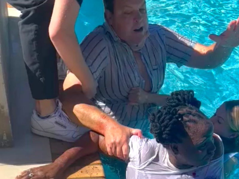 Woman attacked in swimming pool