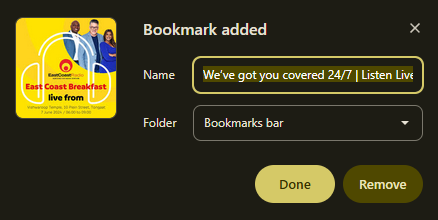 Bookmark listen live