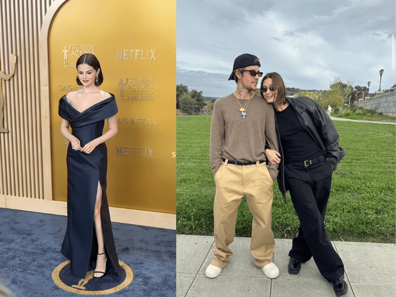 Selena Gomez, Justin Bieber and Hailey Bieber