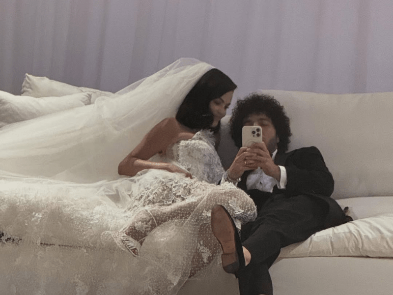 Selena Gomez and Benny Blanco take a selfie on their wedding day