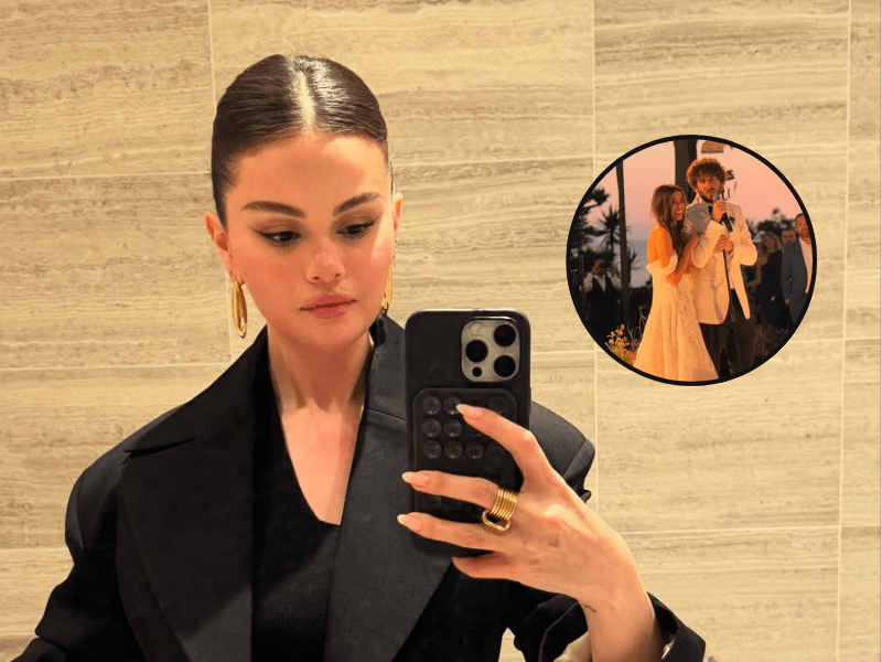 Selena Gomez takes a mirror selfie with a black iPhone