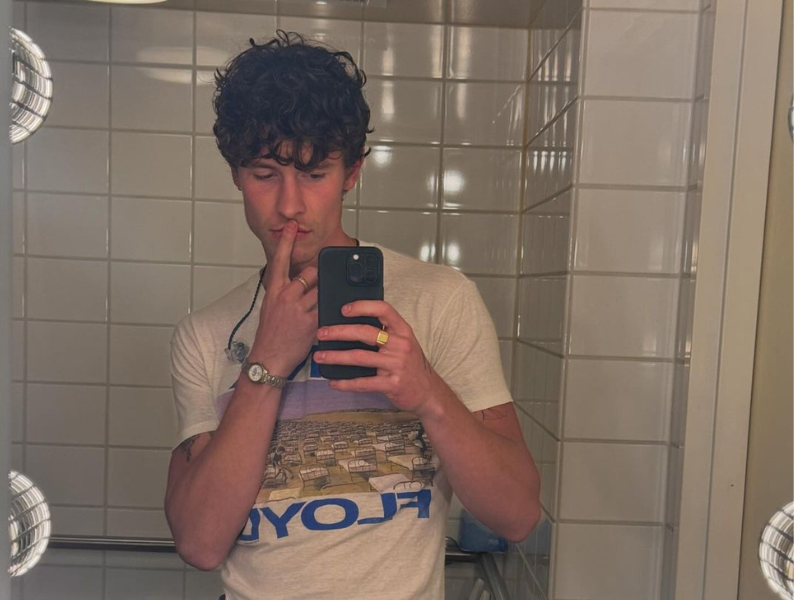 Shawn Mendes taking a mirror selfie
