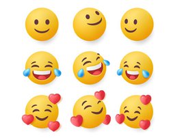 Six emojis stock image