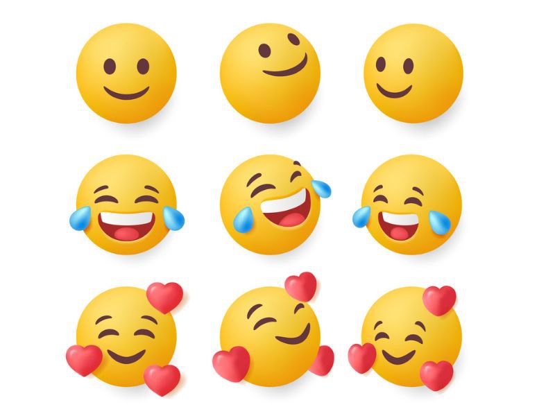 Six emojis stock image