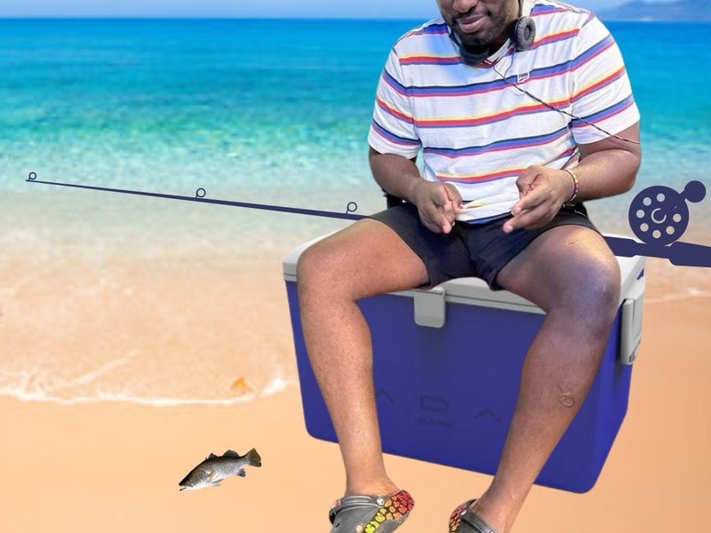 Sky was taking a fishing trip while wearing crocs lol.