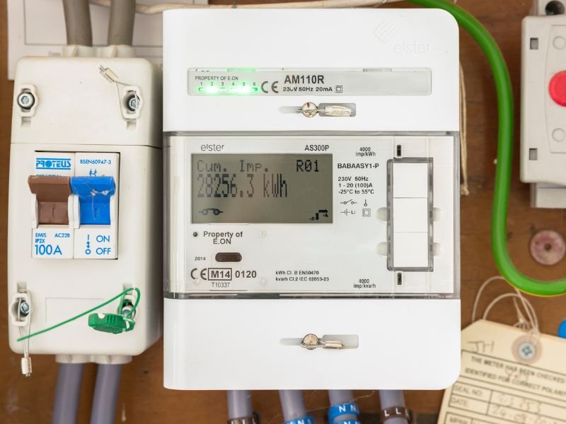 Smart electricity meter, EON domestic electric meter in a home electric box