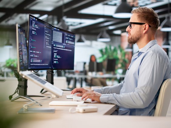 Software Developer Working On Programming Code