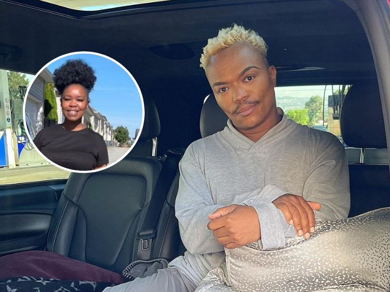 Somizi sitting inside a car