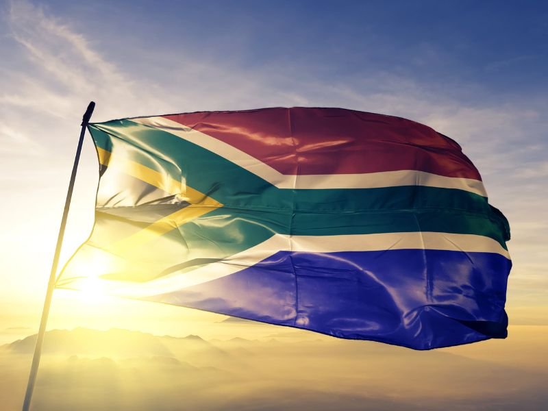 South African Flag in the wind