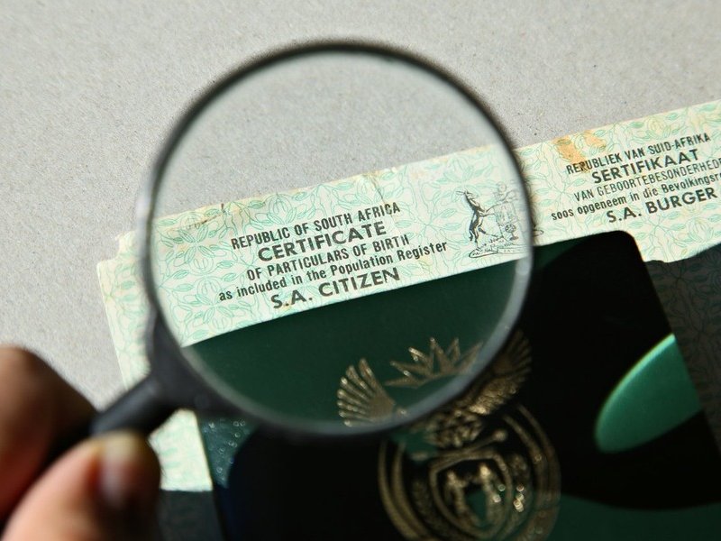 South African birth certificate and Identity document