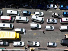 South African traffic jam in urban city street