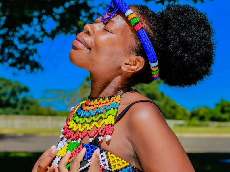 South African woman wearing traditional gear