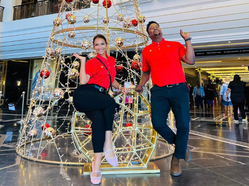 Stacey and J Sbu at Suncoast during Christmas