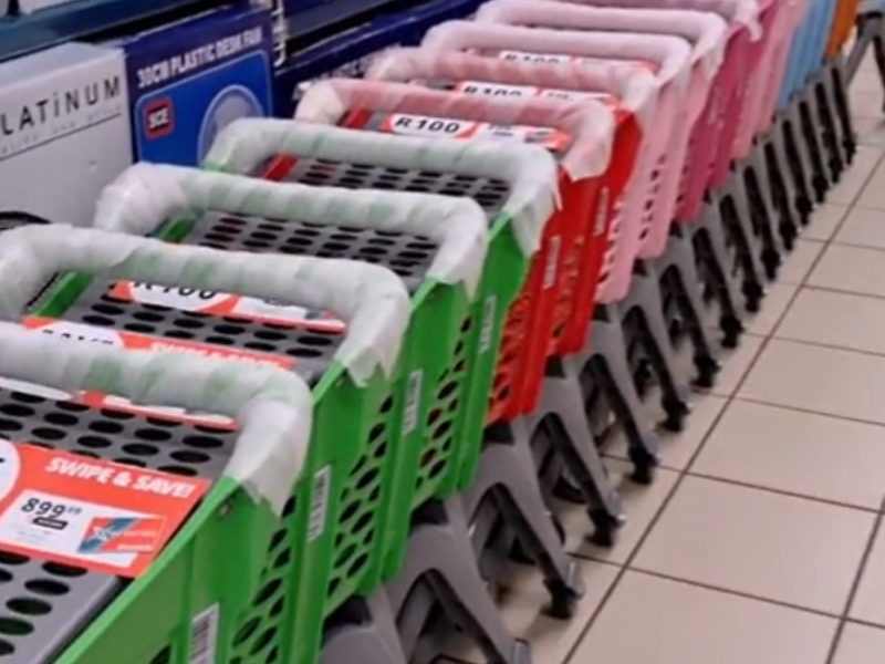 Stacked kids trolleys from Checkers in South Africa