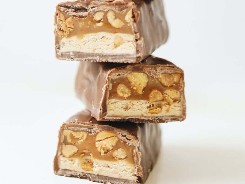 Stacked sliced chocolate bars