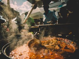 Steam In Cooking Pot At Stall Joburg Street Food