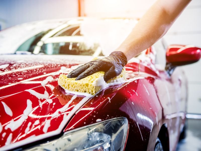 Stock image of car being washed