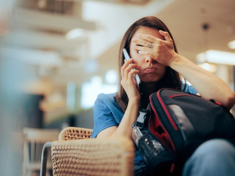 Stressed lady on phone