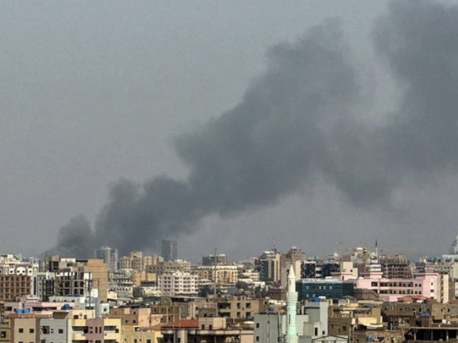 Smoke over Khartoum in Sudan