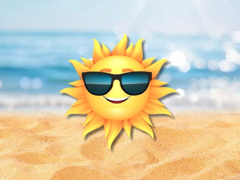 Sun on the beach with glasses