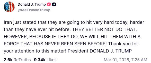 Trump Iran TruthSocial