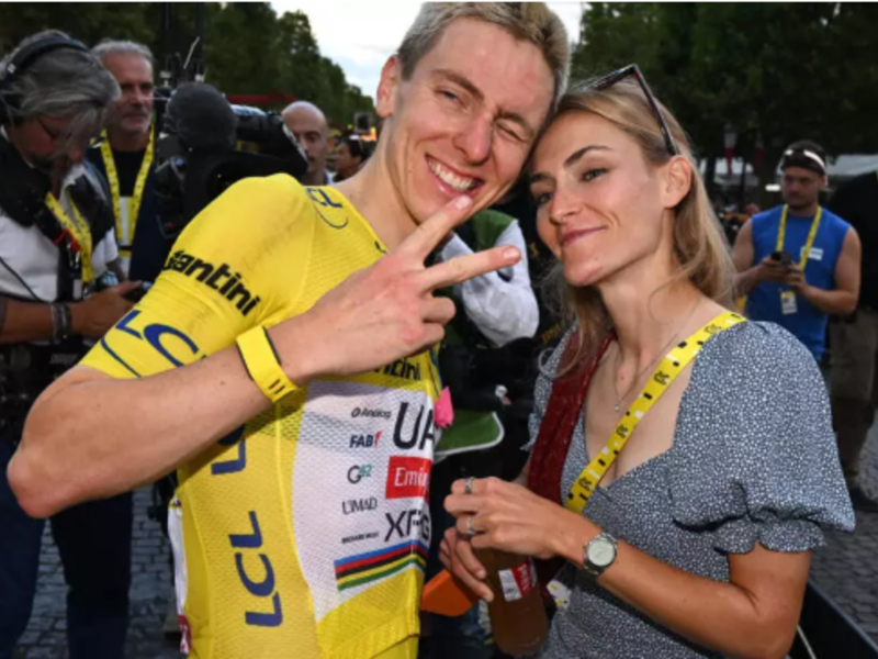 Tadej Pogacar after winning a fifth Tour de France title