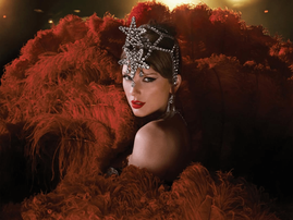 Taylor Swift dressed as a showgirl