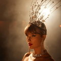 Taylor Swift wearing a dramatic star themed crown