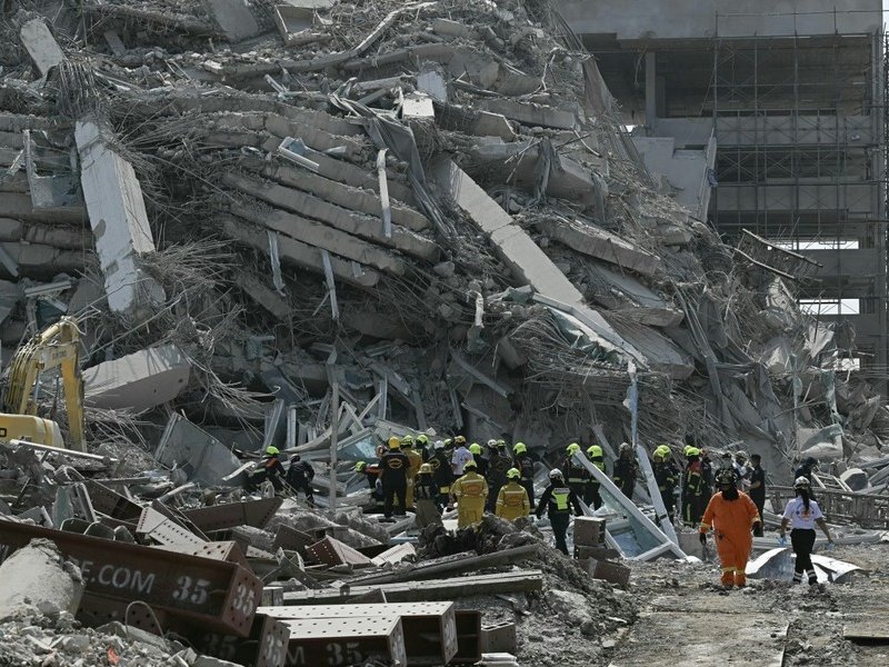Collapsed building after Thailand earthquake March 2025