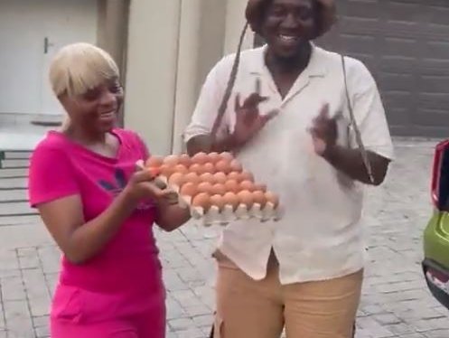 Thapelo Molomo selling eggs