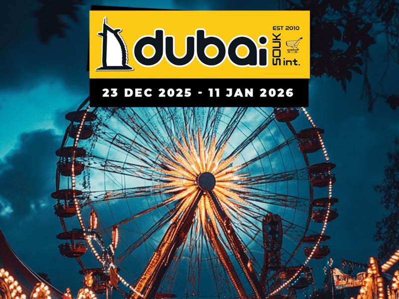 The Dubai Souk with the Ferris wheel from the fun fair