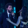 The Weeknd performing with Ariana Grande