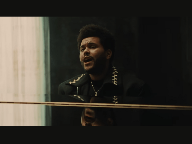 The Weeknd singing while playing the piano
