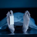 The feet of a dead body at a morgue or hospital