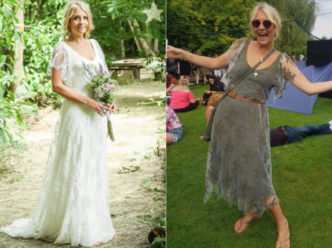 A bride recycles her wedding dress to everyday wear and it looks amazing