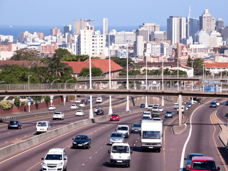 The western freeway leading to Durban city centre