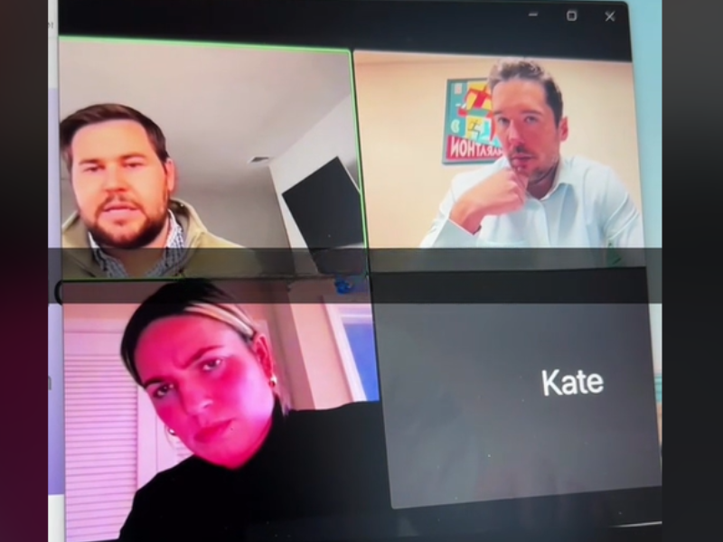 Three people are on an online call
