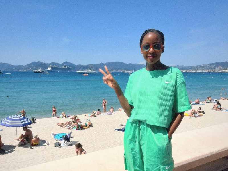 Thuso Mbedu wearing a green outfit
