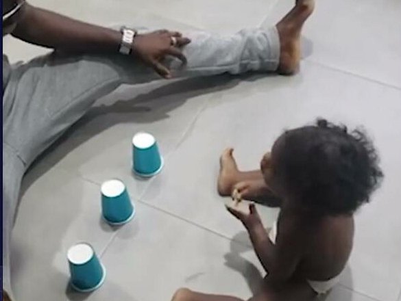 Father and son play game