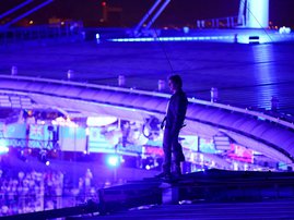 Actor Tom Cruise at the closing ceremony of the 2024 Paris Olympics