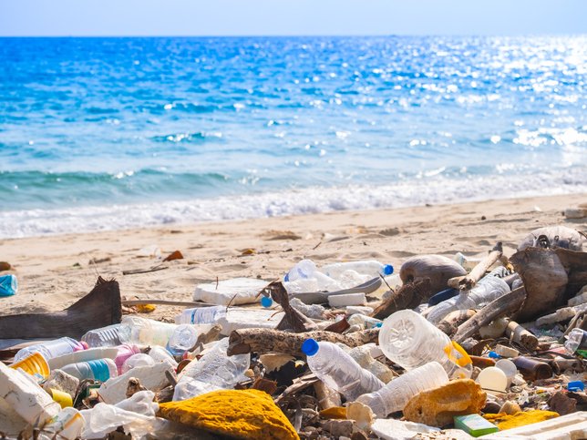 Trash and plastic bags at the beach