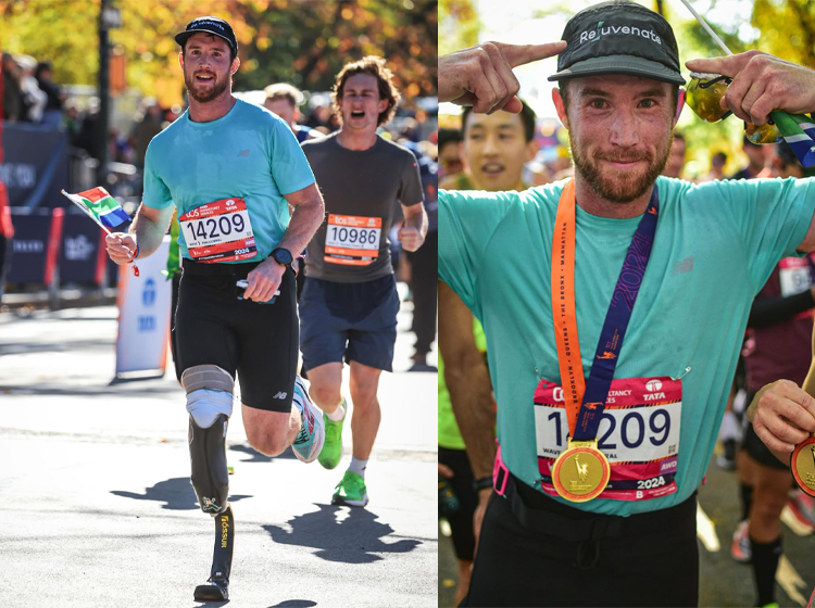 Travis Warwick enjoying the spoils of the New York marathon
