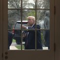 US President Donald Trump from the White House window