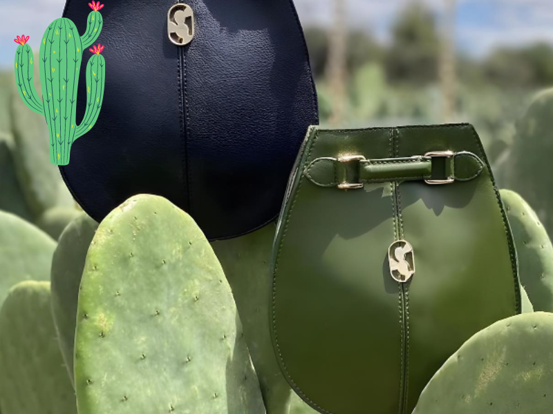 Two handbags made with cactus vegan leather
