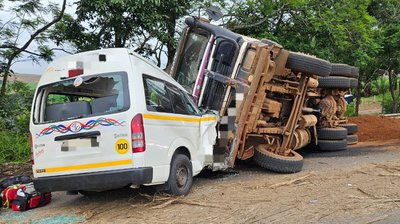 Two killed in horror KZN truck, taxi crash