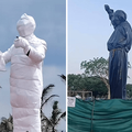 Two statues wrapped up in Durban city