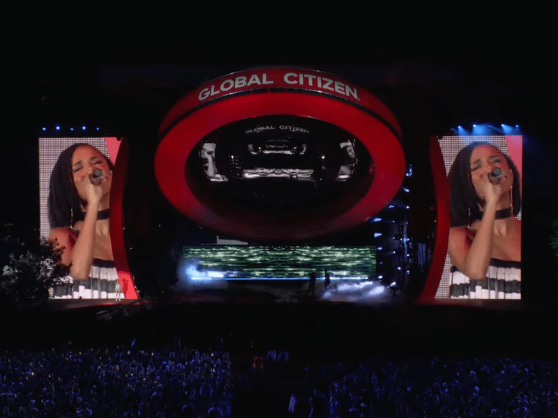 Tyla performing at the 2025 Global Citizen Festival